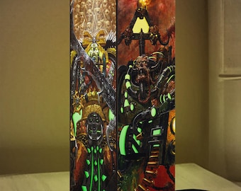 Lámpara de caja de madera War Hammer, lámpara LED impresa en 3D con personajes de War Hammer, regalos para amantes de War Hammer, merchandising de videojuegos, decoración para salas de gamers, regalos para gamers