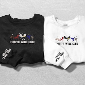 Fourth Wing Embroidered Sweatshirt, ACOTAR Hoodie Shirt, Basgiath War College Merch, Dragon Rider Shirt, Bookish Shirt Gift