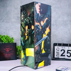 Lampada in legno The Witcher, lampada a LED stampata in 3D di Geralt di Rivia, regali decorativi per gli amanti di The Witcher, regali per gli amanti dei giochi di ruolo d'azione, regali per i giocatori