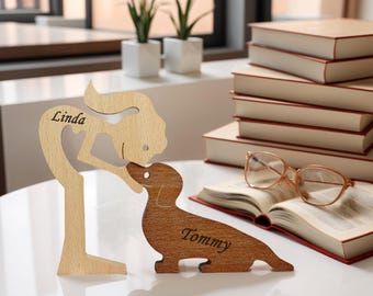 Personalized Wooden Dachshund/Corgi Dog Memorial Sculpture, Dog Memorial Gifts for Loss of Dog Dog Lovers Gifts for Women
