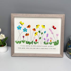 Butterfly and Wildflowers Sea Glass Art, Unique Original Framed Beach Artwork, Arte en vidrio marino Pretty Flowers Wall Art Birthday Gifts