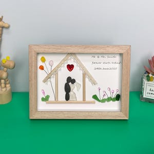 Personalised Wedding Sea Glass Picture - Unique Framed Mr & Mrs Seaglass Art Wedding Gift - On Your Wedding Day - The Day We Got Married