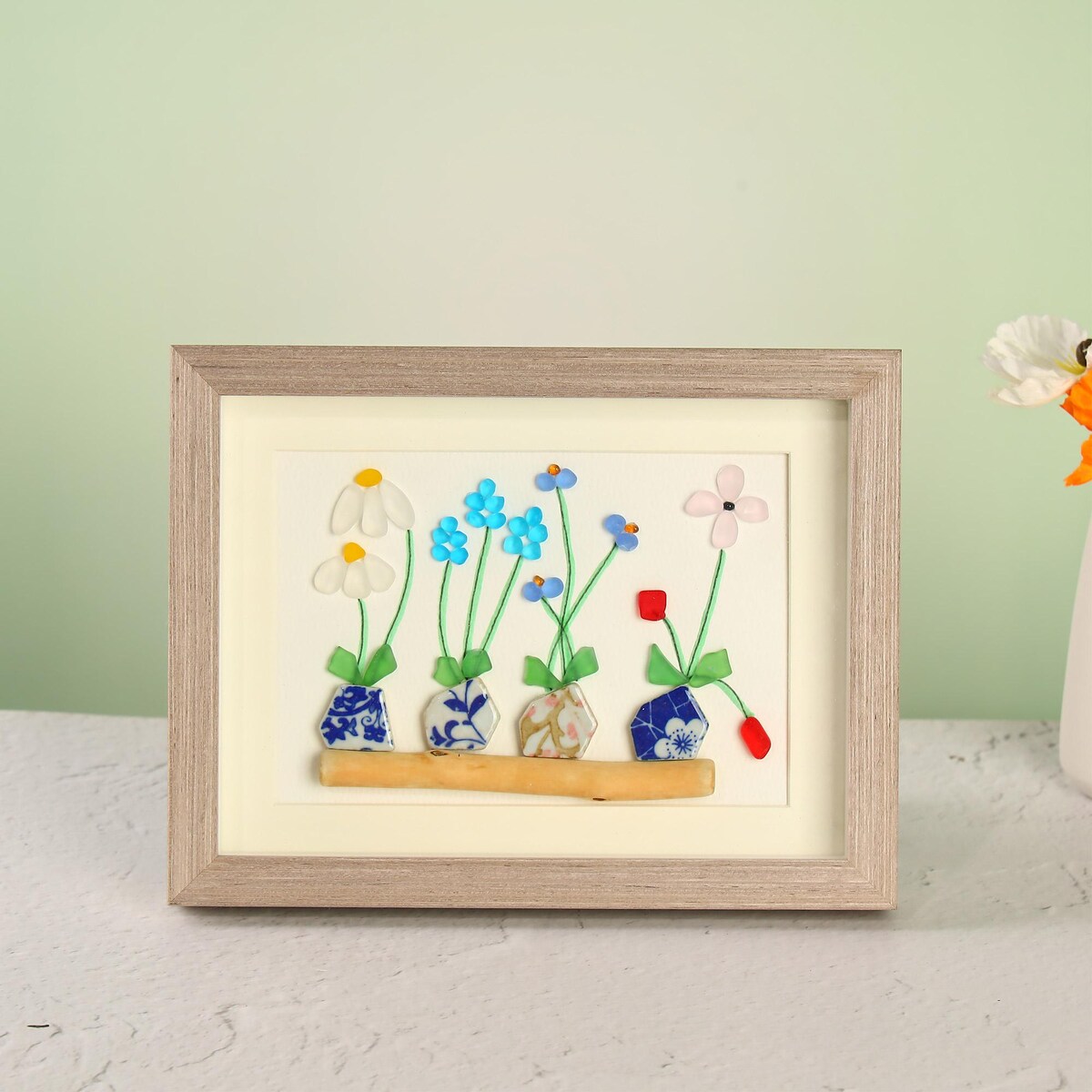 Sea Glass Art Gift for Loves the Beach and Plants, Handmade Sea Glass Wall Art Decor，friendship Gift Idea,birthday Gift,new House Gifts - Etsy