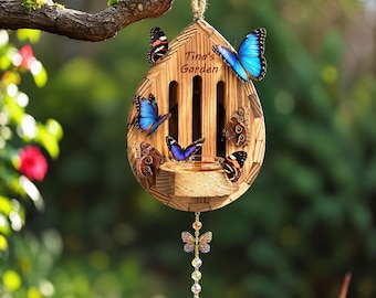 Personalized Butterfly House Butterfly Habitat Garden - Wooden Butterfies Houses With Feeder Hanging for Butterflies Bugs Moths & Lacewings