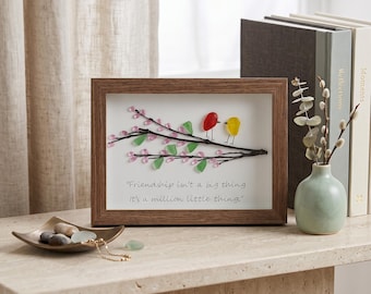 Handmade Best Friend Sea Glass Picture - Sea Glass and Driftwood Art - Best Friend Birthday Cristmas Gift - Gifts For Her - Galentines Gift
