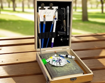 Caja de madera personalizada para escritores, bolsa de cartero multifuncional, bolsa portátil para herramientas de artista, caja de almacenamiento para pinceles y herramientas para pintar al aire libre.