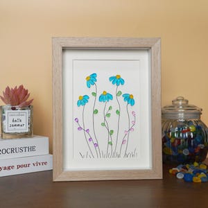 Regalo per la festa della mamma, fiore di vetro di mare, quadro artistico unico fatto a mano in vetro di mare, decorazione da parete, regalo di compleanno per sorelle, arredamento per la casa, arte incorniciata