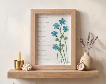 Handmade Sea Glass Poem Art,  'Those we love' Poem Framed Gifts, Unique Item for a Beach Beach Lover Friend Birthday Christmas Gift
