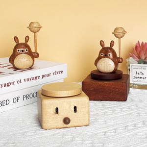 Birthday Totoro Rotating Music Box, Personalized Music Box with Engraved Name, Engraved Music Box Base,Bookshelf Ornament,Gifts For Kids