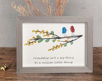 Handmade Best Friend Sea Glass Picture - Sea Glass and Driftwood Art - Best Friend Birthday Cristmas Gift - Gifts For Her - Galentines Gift