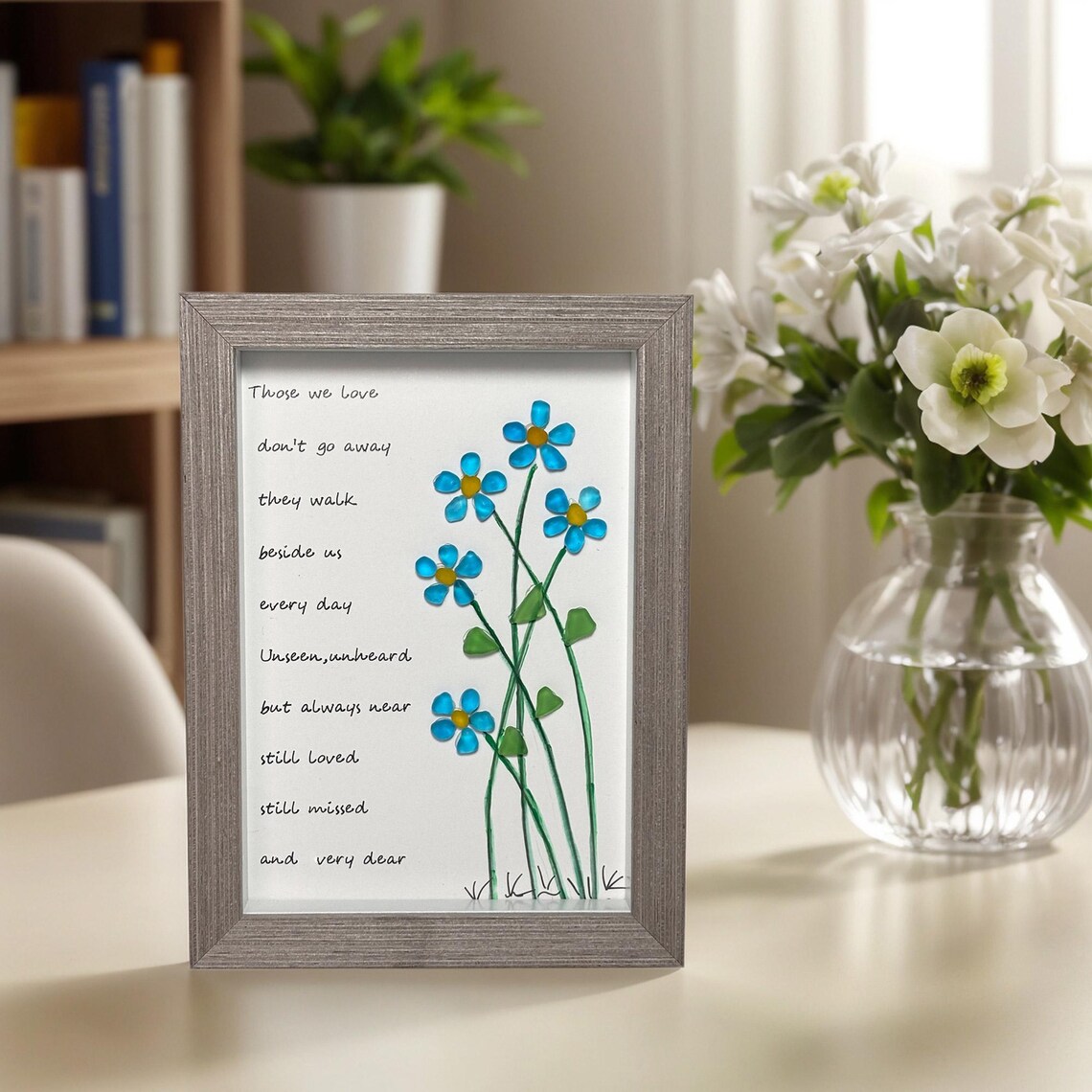 Handmade Sea Glass Poem Art, Poetic Colorful Stone Picture Frame ...