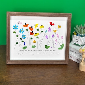 Handmade Butterfly and Flowers Sea Glass Art Picture Frame, Beach Glass Art Home Decor, Framed ArtFriendship Gift Mother&#39;s Day Gift