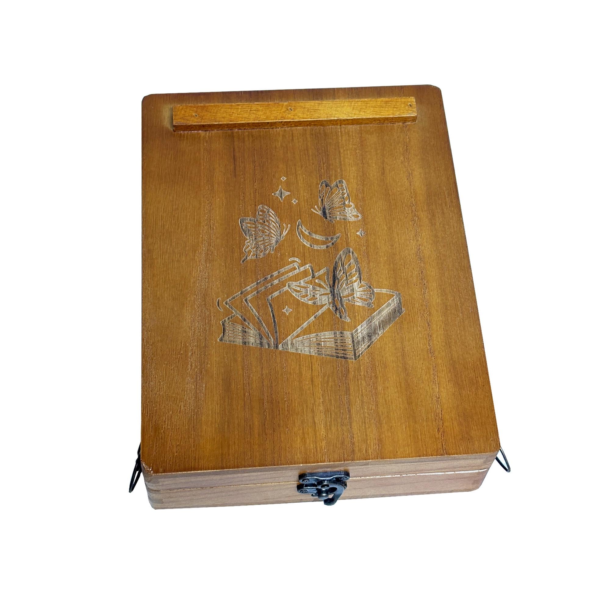 Writers Messenger Wood Box,Multi-Function Wooden Artist Tool & Brush Storage Box For Anyone That Just Loves Writing