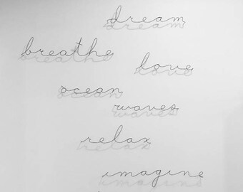 Metal signs-wire words. Words we have in stock.