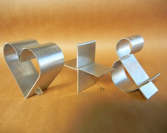 Metal symbols to go with the letters freestanding in real aluminum.  Unique gift for couples weddings personalization Monograms names words