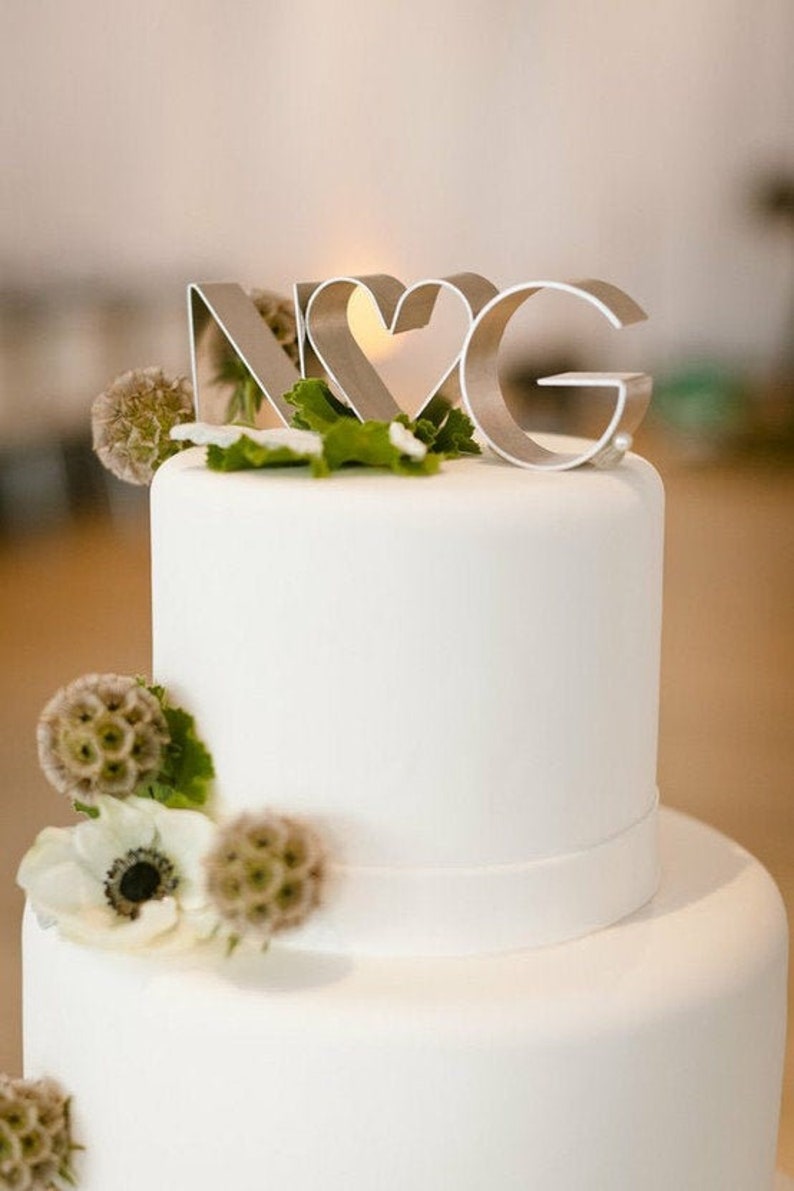 Modern Initial/Personalized Cake toppers Empire/mini Silver and Gold image 1