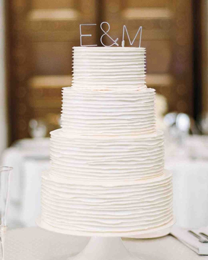 Modern Initial/Personalized Cake toppers Empire/mini Silver and Gold image 4