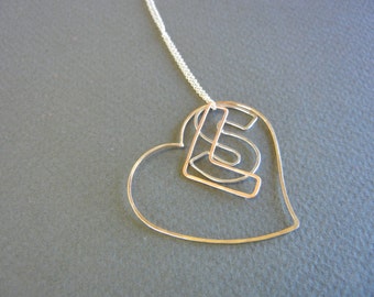 Heart necklace with two initials/Personalized jewelry