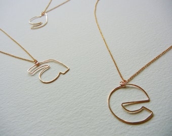 Lowercase Initial Necklace-Personalization Jewelry-14k Gold filled wire-Monogram Pendant