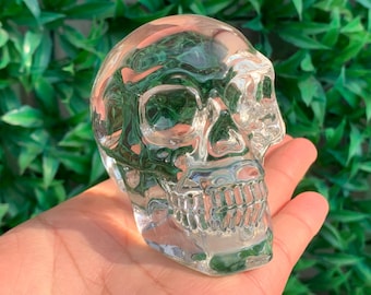 2.9&quot; clear  Aura Lemurian skull,Quartz Hand Carved Crystal Skull, Quartz crystal skull,Crystal healing ,Crystal gift 1x