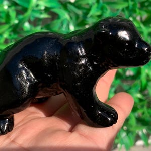 3.2&quot; Natural Obsidian quartz Bear,Crystal Bear,Home Decor,Hand carving,Reiki Healing,Mineral Specimen,Crystal Gifts