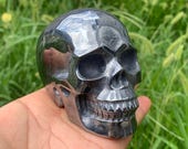 Iron Ore Skull: Hand Carved Quartz Crystal Specimen, Home Decor random delivery