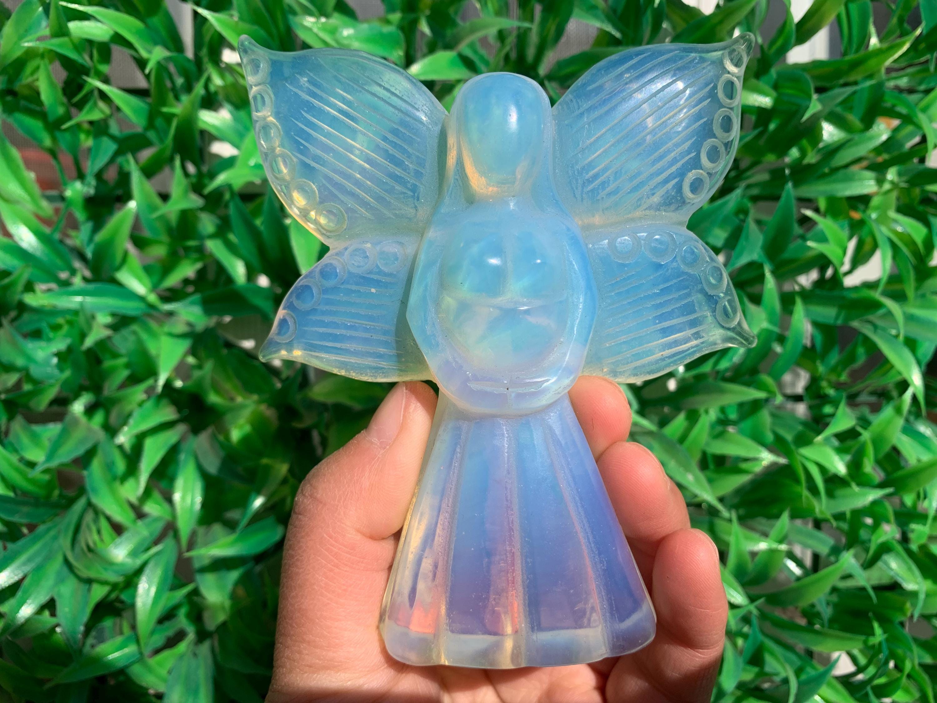 手彫りのオパライトクリスタル妖精：天使の置物（3.9インチ） - Etsy 日本