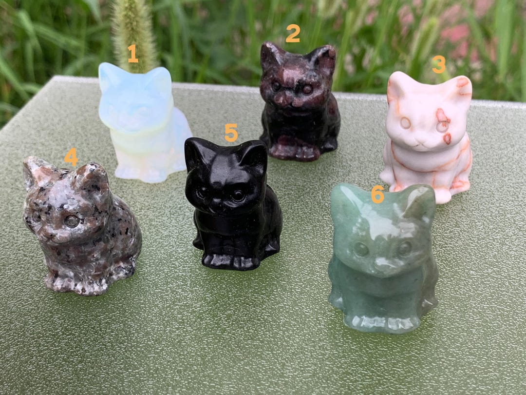 Hand Carved Crystal Cat Skull: Reiki Healing Stone, Home Decor - Etsy