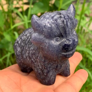 Natural blue Aventurine carved  Highland Cow，Quartz crystal Highland Cow,Crystal yak,Crystal cow，Home decor,Crystal collect，Crystal gift