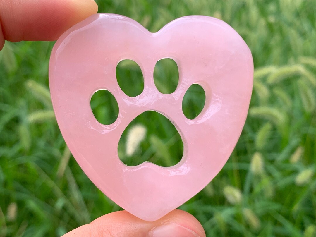 Rose Quartz Crystal Cat Paws: Hand Carved Pink Gemstone (50x49x10mm, 25 ...