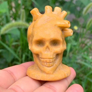Skullis Crystal Skull, Yellow stone   Hand Carved Skull Fine Art Sculpture, Crystal Healing, Home Decor,1pc