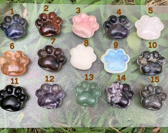 1.2&quot; Natural Crystal Carved Gemstone Paw, Mini Crystal Cat&#39;s Paw, Crystal Cat Footprints, Carved Crystal Animal, Mineral Specimen,Reiki Heal