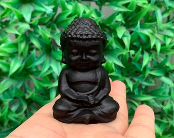 Buda de obsidiana tallado a mano: regalo de cristal para decoración del hogar