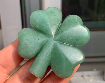 2&quot; Natural Aventurine  Crystal four-leaf clover,Hand carving Crystal gift ,Quartz skull,Home decoration,Crystal healing 1x