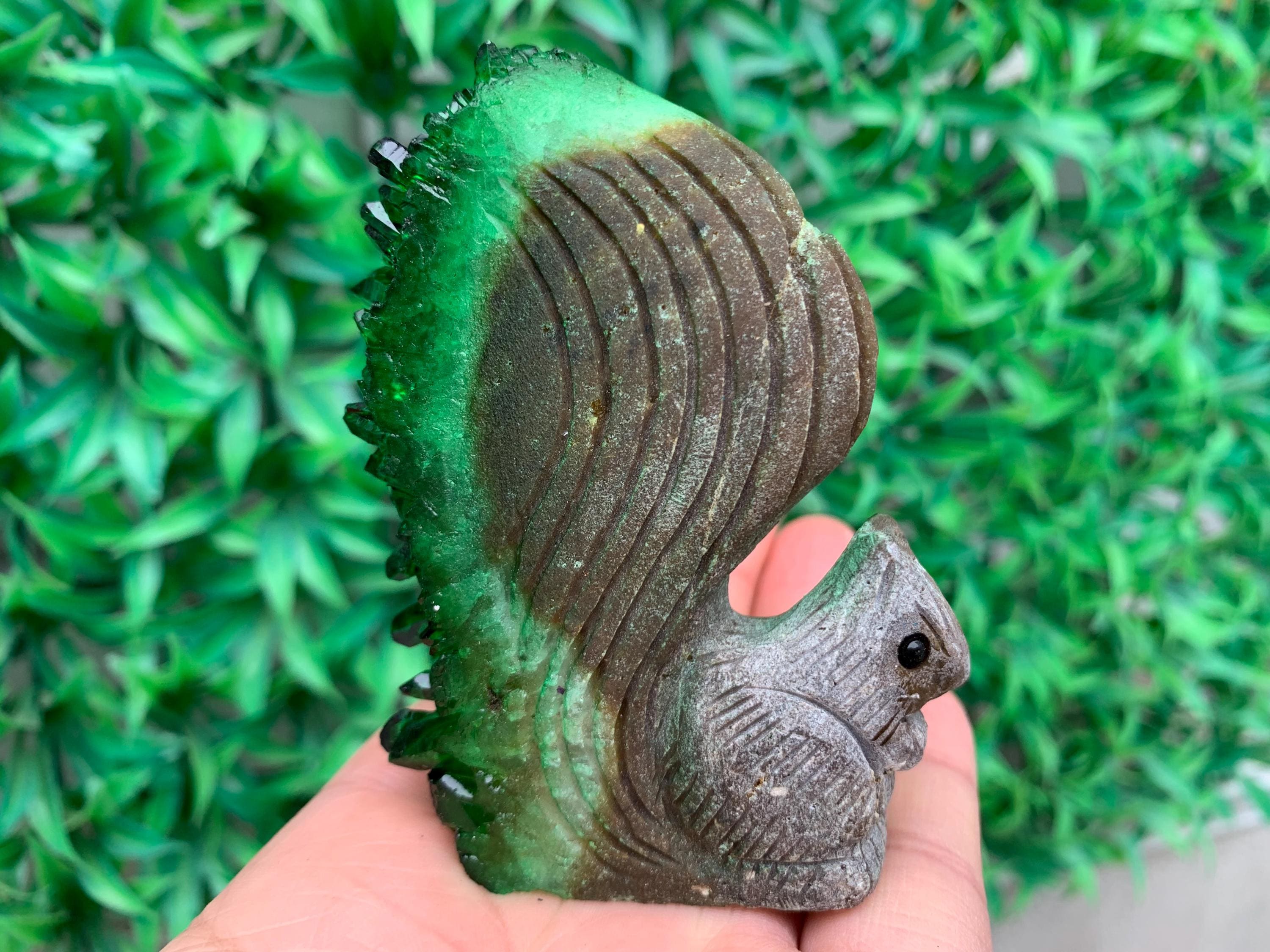 Hand Carved Green Quartz Crystal Squirrel Geode (2.6'') - Etsy