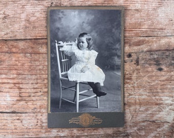 Edwardian Child Portrait: Antique Cabinet Card, Embossed Frame