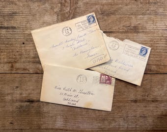 Antiker 1950er Jahre Kanada Amerikanischer Geschriebener Brief Handgeschrieben in Umschlag LOT VON 3