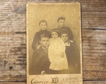 Antique Cabinet Card: Victorian Group Family Portrait Separate Andover Nh