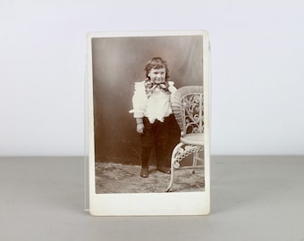 Antique Sepia Cabinet Card: 1910 Child Portrait Photograph