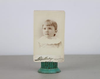 Antique Cabinet Card Portrait Photo Of A Child Ritz Hastings 1860s-1880s Boston Sepia Old Photograph
