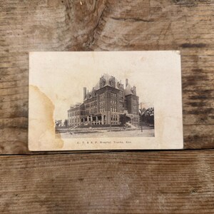 Antique Postcard AT&SF Atchison Topeka Santa Fe Railway Hospital Topeka Kansas Railroad History 1900s