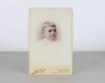 Antique Cabinet Card: 1880s Sepia Portrait of a Child, Boston