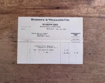 Recibo antiguo de la ferretería Burditt & Williams de 1931: documento financiero antiguo