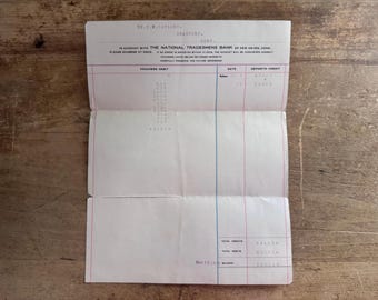 Recibo de extracto bancario estadounidense mecanografiado antiguo de 1915 - Documento financiero antiguo