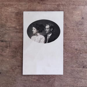 Antique RPPC Real Photo Postcard Greeting Souvenir Postcard With Letter Couple
