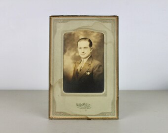Antique Matted Card Portrait Photo Of A Man Old Sepia Old Photograph Holyoke