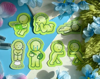 Green Smiski Little Guys - Vinyl Stickers