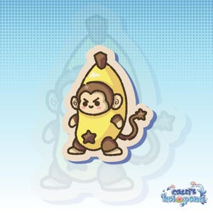 vinyle singe en tenue de banane | autocollants mignons, imperméables, ordinateur portable, bouteille d'eau, journal intime, scrapbooking, esthétique, autocollant animal idiot