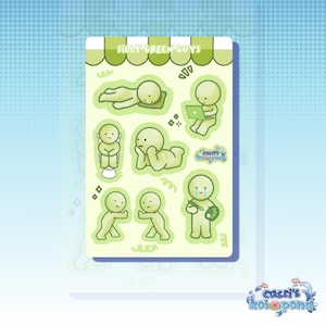 little green guys vinyl sticker sheet | cute stickers, waterproof, laptop, water bottle, journal, scrapbook, trinkets