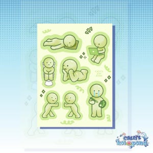 impression d'art petits gars verts | Jolie impression d'art, affiche murale, art mural, carte postale, oeuvre d'art originale, impression d'anime, bibelots